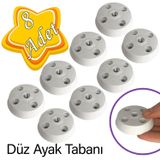 Glaswen 8 Adet Düz Ayak Tabanı Beyaz Mobilya Masa Sehpa Ayağı Bağlantı Aparatı Plastik