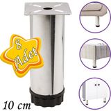 Glaswen 8 Adet Metal Ayarlanabilir 10 cm Krom Destek Ayağı Mobilya Kanepe Baza Koltuk Dolap Sehpa Tv Ünitesi Ayağı