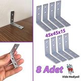 GLASWEN 8 Adet Mobilya Eşya Dolap Duvar Sabitleyici Köşe Bağlantı L Demir Gönye Deprem Güvenliği 45x45x15mm