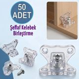 Glaswen Açılı T Bağlantı Dereceli Çektirme Şeffaf Plastik Köşe Birleştirme Kelebek (50 Adet)