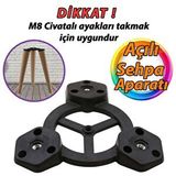 Glaswen Açılı Üçlü Sehpa Bağlantı Aparatı Zigon Puf Tabure Mobilya Masa Ayağı Ayak Takma Tabanı