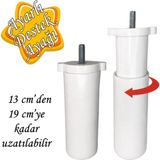 Glaswen Ayarlı Destek Ayağı 13 x 19 cm Beyaz Gizli Ayak Mobilya Kanepe Baza Koltuk Dolap Tv Ünitesi