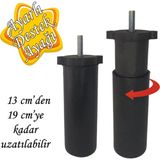Glaswen Ayarlı Destek Ayağı 13 x 19 cm Siyah Gizli Ayak Mobilya Kanepe Baza Koltuk Dolap Tv Ünitesi