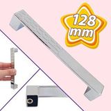 Glaswen Bihter Desenli Kulp 128 mm Krom Mutfak Kulpu Çekmece Dolap Kapak Kulbu Metal Mobilya Dolabı Kulpları