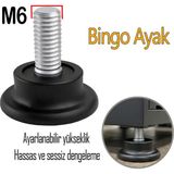 Glaswen Bingo Rotil Ayak Ayakları M6 Civatalı 6 mm Siyah Profil Ayağı 2.5 cm