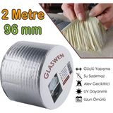 Glaswen Çatı Izolasyon Bandı 96 mm x 2 mt Su Sızdırmazlık Geçirmez Delik Yalıtım Çamur Boru Sakız Tamir Bant - Gri - 96 mm x 2 Metre