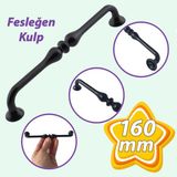 Glaswen Fesleğen Kulp 160 mm Siyah Mutfak Kulbu Çekmece Dolap Kapak Kulbu Metal Mobilya Dolabı Kulpları