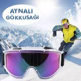 Glaswen Kayak Gözlüğü Aynalı Gökkuşağı Ventilli Güneş Kar Koruyucu Gözlük Uv Korumalı Snowboard Glasses Gözlük - 150 cm - Renkli