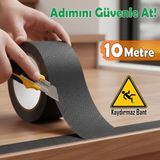 Glaswen Merdiven Zemin Kaydırmaz Bant Yapışkanlı 5 cm x 10 Metre Kaymaz Band Siyah - 1 Adet