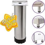 Glaswen Metal Ayarlanabilir 12 cm Krom Destek Ayağı Mobilya Kanepe Baza Koltuk Dolap Sehpa Tv Ünitesi Ayağı