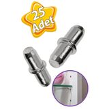 GLASWEN Metal Halkalı Raf Pimi Cam Ahşap Metal Raf Tutucu Çivisi Mobilya Dolap Pimi (25 Adet)