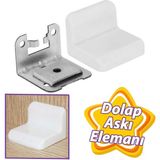 GLASWEN Mobilya Eşya Dolap Askı Elemanı Montaj Bağlantı Sabitleme Sabitleyici Demiri Beyaz