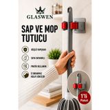 GLASWEN Paspas Süpürge Fırça Ve Mop Askısı Sap Tutucu Mutfak Banyo Askı Yapışkanlı Düzenleyici Askılık