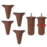 Glaswen Serdivan 6'Lı Set Mobilya Ünite Çekyat Koltuk Kanepe Ayağı Ayarlı M8 Destek15 Cm Ceviz Renk Yükseltici Baza Ayak