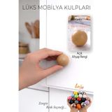 GLASWEN Sert Plastik Düğme Yuvarlak Top Açık Ahşap Rengi Dolap Mobilya Mutfak Dolabı Çekmece Kulbu Kulpu Kul