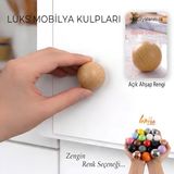 Glaswen Sert Plastik Düğme Yuvarlak Top Açık Ahşap Rengi Dolap Mobilya Mutfak Dolabı Çekmece Kulbu Kulpu Kulplar - Açık Kahve