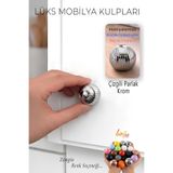 GLASWEN Sert Plastik Düğme Yuvarlak Top Çizgili Parlak Krom Dolap Mobilya Mutfak Dolabı Çekmece Kulbu Kulpu