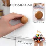 Glaswen Sert Plastik Düğme Yuvarlak Top Koyu Ahşap Rengi Dolap Mobilya Mutfak Dolabı Çekmece Kulbu Kulpu Kulplar - Koyu Kahve