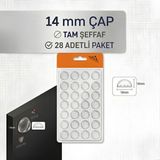 GLASWEN Yapışkanlı Cam Tutucu Şeffaf 14 Mm 28'li Mobilya Raf Ses Tutucu