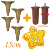 GLASWEN Zelve 6'lı Set Mobilya Ünite Çekyat Koltuk Kanepe Ayarlı M8 Destek Ayağı 15 Cm Açık Ceviz Baza Ayak