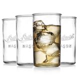 Glaver's İçme Bardakları - Set 4 Otantik Mason Vintage Züccaciye - Kokteyller için Şeffaf Cam Bardaklar, Su, Meyve Suyu - Kabartmalı Vintage İçme Bardakları (Highball 18 oz 7983)