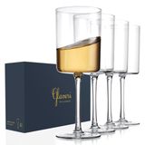Glaver's Kare Şarap Kadehleri 4'lü Set, Kristal Saplı Modern Şarap Kadehleri 16 oz, Uzun İnce Kenar, Kırmızı ve Beyaz Şarap İçin Büyük Şarap Kadehleri, Zarif Hediye Ambalajı, Bulaşık Makinesinde Yıkanabilir