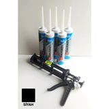 Glax Tools 5 Adet Siyah Silikonize Mastik / Çekomastik (5X500 Gr.) + Silikon Tabancası