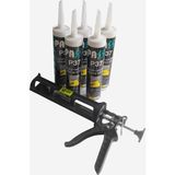 Glax Tools 5 Adet Strafor Stropiyer Kartonpiyer Duvar Paneli Süpürgelik Yapıştırıcı + Tabanca - Beyaz