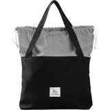 Gleam Atelier Büyük Boy Siyah Büzgülü Bez Çanta EN:40 cm, BOY:30 cm %100 Pamuk Yıkanabilir ve Kolay Taşınabilir