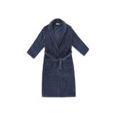 Gleam Atelier Kaz Ayağı Desenli Unisex Pamuklu Bornoz, S-m Ve L-xl Beden Seçenekli,%100 Pamuk Lacivert L/XL