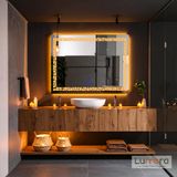 Gleamira Led'li Lazer Kumlamalı Lavabo & Banyo Aynası (Dokunmatik Sensörlü) amber ledli 80 x 60