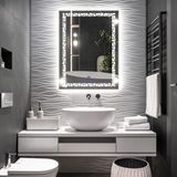 Gleamira Vertical Led'li Lazer Kumlamalı Lavabo & Banyo Aynası (Dokunmatik Sensörlü) beyaz ledli 90 x 65