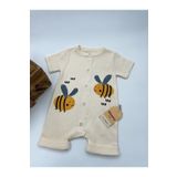Gleamy KIDS BEBE ARI DESEN ÇITÇITLI KISA KOLLU ŞORT TULUM(ZIBIN) %100 PAMUK