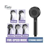 Glee Turbo Series 5 Fonksiyonlu Duş Başlığı - Yüksek Basınçlı Kaliteli El Duşu (3 Renk Seçeneği) (Siyah) - 1 lt