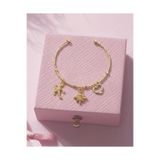 Gleemy accesories Gold Renk Çoklu Charm (Kalp, Kutup Yıldızı, Deniz Yıldızı) Zarif Bileklik