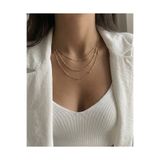 Gleemy accesories Zarif 3'lü Altın Renk İnce Zincir Kolye