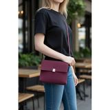 Glemix Nerasy Bordo Süet Vintage Tasarım Kadın Omuz Çantası