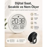 Glftech Dijital Masa ve Duvar Saati Sıcaklık Nem Ölçer Alarm Mıknatıslı Standlı LCD Ekran
