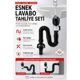 GLFTECH Esnek Lavabo Gider Seti Koku Önleyici Sifon, Tahliye Hortumu, Yatay ve Dikey Kurulum