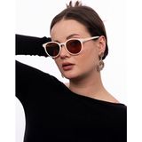 GlimmerGroove Unisex Krem Renkli Yuvarlak Çerçeveli Güneş Gözlüğü Türkiye Menşeli - Bej