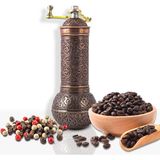 Glıos Bakır Renk Zamak Karabiber, Kahve, Çörek Otu Ve Haşhaş El Değirmeni Öğütücü Grinder 18 Cm - Koyu Kahverengi