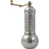 Glıos Gümüş Renk Zamak Karabiber, Kahve, Çörek Otu Ve Haşhaş El Değirmeni Öğütücü Grinder – 18 Cm - Açık Gümüş