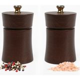 Glios Kahverengi Ahşap Tuz ve Karabiber El Değirmeni Öğütücü Grinder 2 Adet 8 cm