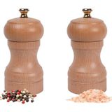 Glios Natürel Ahşap Tuz ve Karabiber El Değirmeni Öğütücü Grinder 2 Adet 10 cm - Çok Renkli
