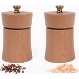 Glios Natürel Ahşap Tuz ve Karabiber El Değirmeni Öğütücü Grinder 2 Adet 8 cm - Çok Renkli