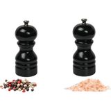 Glios Siyah Ahşap Tuz ve Karabiber El Değirmeni Öğütücü Grinder 2 Adet 12 cm