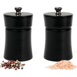 Glios Siyah Ahşap Tuz ve Karabiber El Değirmeni Öğütücü Grinder 2 Adet 8 cm