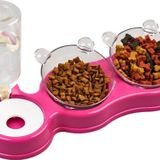 Glipet Çift Hazneli- 3' lü Beslenme Mama ve Su Kabı Fuşya 500 ml 36*21*16 cm