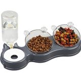 Glipet Çift Hazneli- 3' Lü Beslenme Mama ve Su Kabı Gri 500 ml 36 * 21 * 16 cm - Çok Renkli