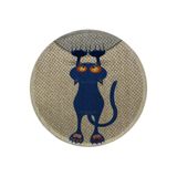 Glipet Desenli Çift Taraflı Kedi Tırmalama Paspası, Yuvarlak, 36x36 cm, Mavi